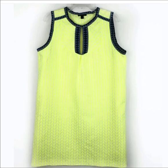 🔥J Crew Neon Yellow Blue Dress Sz 2 New with tag - Picture 2 of 16
